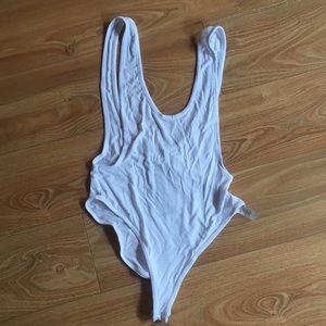 White Nasty Gal Tank Thong Body Suit